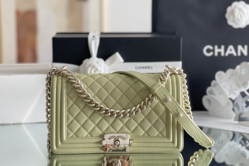 (Authentic Quality)Chanel Leboy Medium Size 25 Caviar Leather In Avocado Green