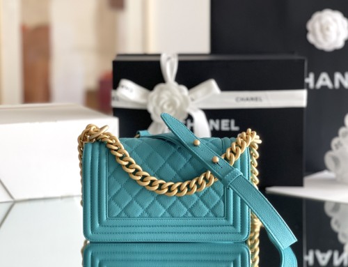 (Authentic Quality)Chanel Leboy Small Size 20 Caviar Leather In Lake Green