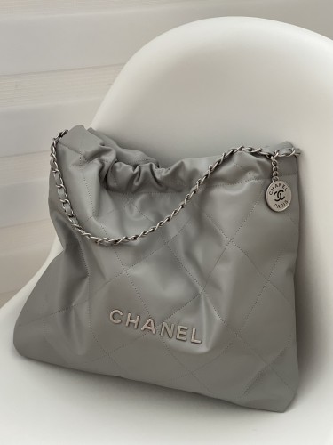 Chanel 22Bag Medium 39 Cow Leather Handmade In Grey