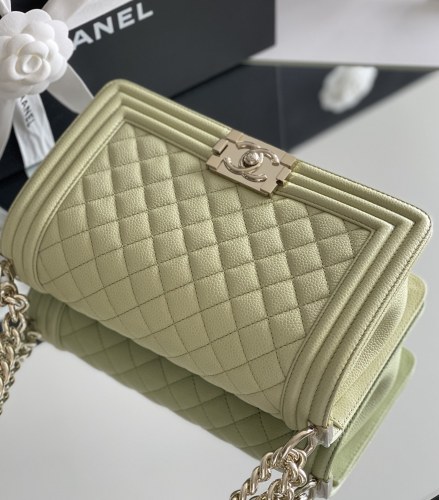 (Authentic Quality)Chanel Leboy Medium Size 25 Caviar Leather In Avocado Green