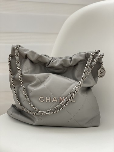 Chanel 22Bag Small 35 Cow Leather Handmade In Grey