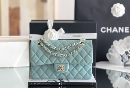 (Authentic Quality)Chanel Classic Flap Inside Stitch Small Size 23 Caviar Leather In Mint Green