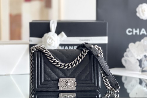 Chanel Leboy V Line Small Size 20 Caviar Leather In Black
