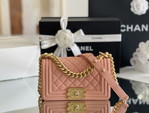 (Authentic Quality)Chanel Leboy Small Size 20 Caviar Leather In Shrimp Pink