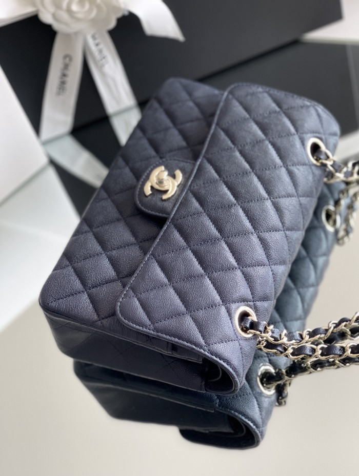 Chanel Classic Flap Outside Stitch Small Size 23 Soft Caviar Leather In Dark Blue