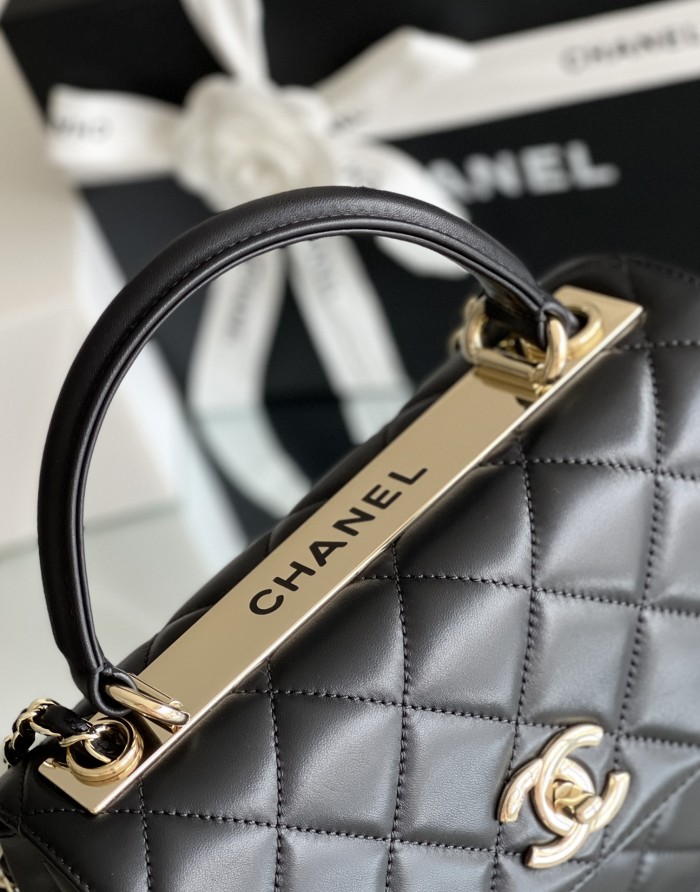 Chanel Trendy CC 25cm Lamb Leather In Black