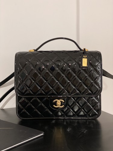 Chanel 22K Backpack Size 31 Patent Handmade In Black
