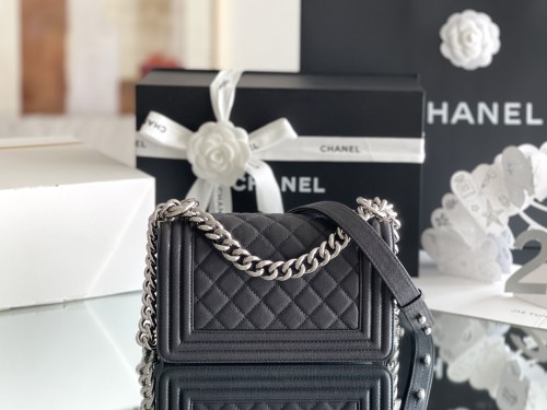 Chanel Leboy Small Size 20 Caviar Leather In Dark Grey