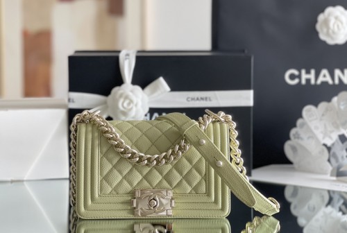 (Authentic Quality)Chanel Leboy Small  Size 20 Caviar Leather In Avocado Green