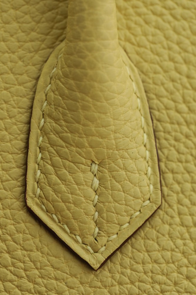 Hermes Birkin 25 Togo Leather Handmade Bag In Jaune Poussin