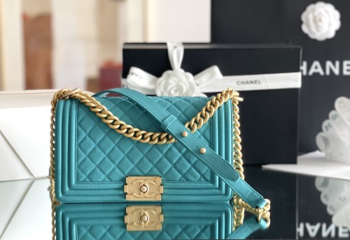 (Authentic Quality)Chanel Leboy Medium Size 25 Caviar Leather In Lake Green
