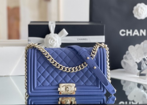 (Authentic Quality)Chanel Leboy Medium Size 25 Caviar Leather In Blue
