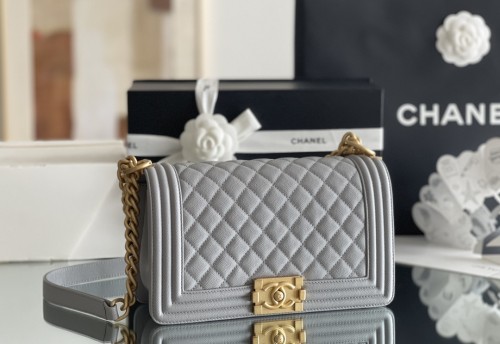 Chanel Leboy Medium Size 25 Caviar Leather In Grey