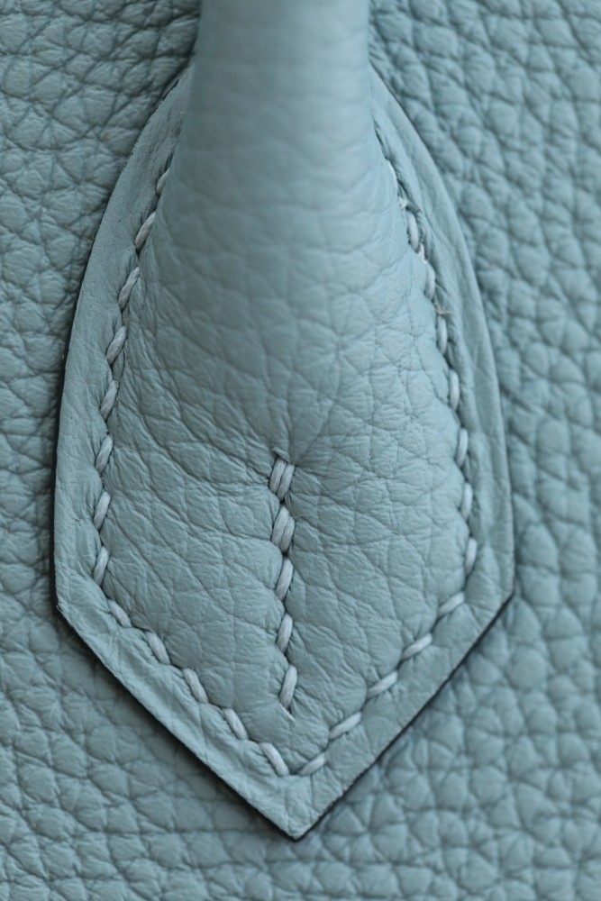 Hermes Birkin 25 Togo Leather Handmade Bag In Ciel