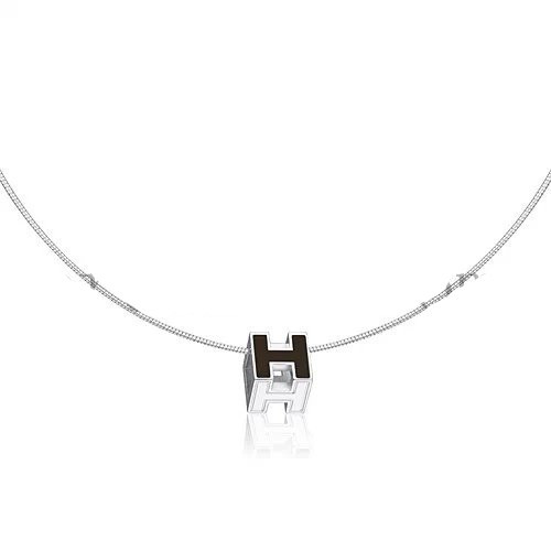 Hermes Cage d’H Necklace White in Lacquer Yellow Gold