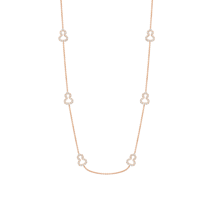 Qeelin Wulu 22 inches sautoir necklace in 18K rose gold with diamonds