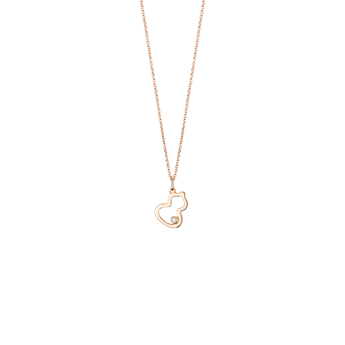 Qeelin Petite Wulu necklace in 18K rose gold with a diamond
