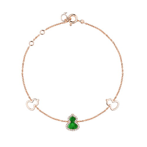Qeelin Petite Wulu bracelet in 18K rose gold with diamonds and jade