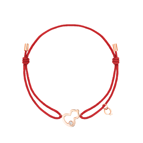 Qeelin Wulu bracelet in 18K rose gold with diamond on red cord