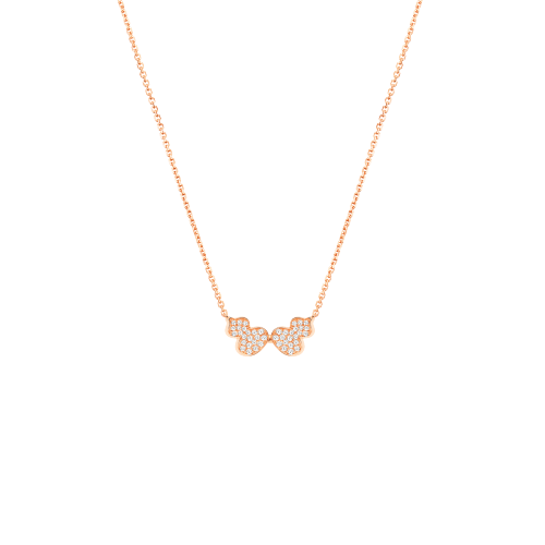 Qeelin Double Wulu necklace in 18K rose gold with diamonds