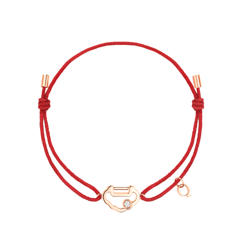 Qeelin Yu Yi bracelet in 18K rose gold with diamond on red cord
