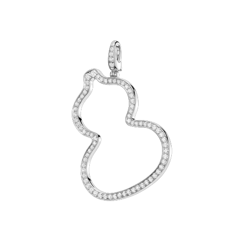 Qeelin Medium Wulu pendant 18K white gold with pave diamonds