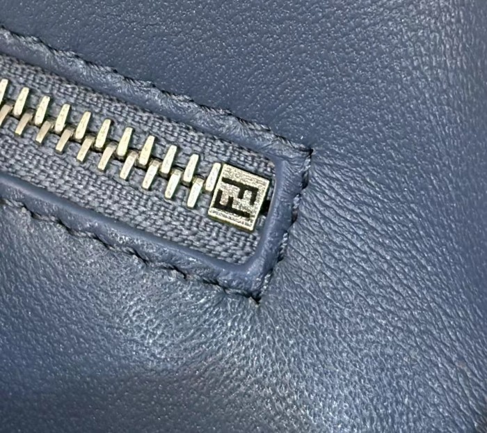 Fendi Peekaboo Mini 24 Cow Leather Knit In Blue