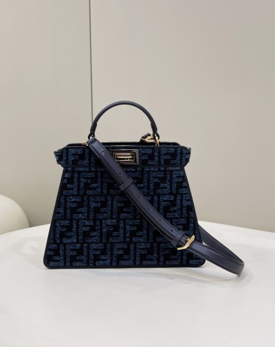 Fendi Peekaboo 27.5 Fabric/Leather In Blue