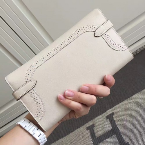 Hermes Kelly Ghillies Wallet In Ivory Swift Leather
