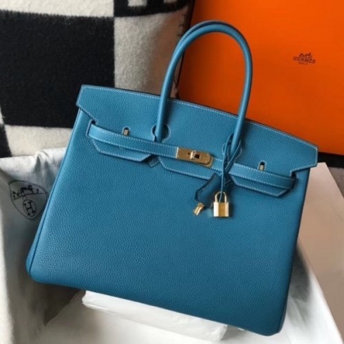 Hermes Birkin 30cm 35cm Bag In Jean Blue Clemence Leather