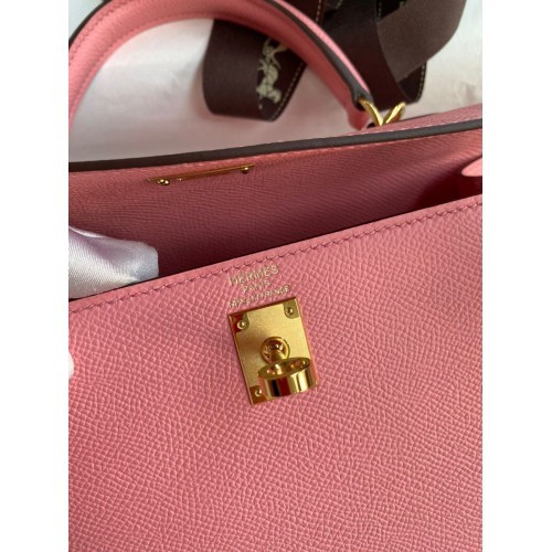 Hermes Kelly Sellier 25cm Handmade Bag In Rose Confetti Epsom Calfskin