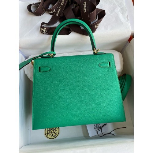 Hermes Kelly Sellier 25cm Handmade Bag In Vert Jade Epsom Calfskin