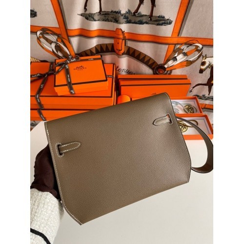 Hermes Kelly Depeches 25 Pouch in Taupe Epsom Calfskin