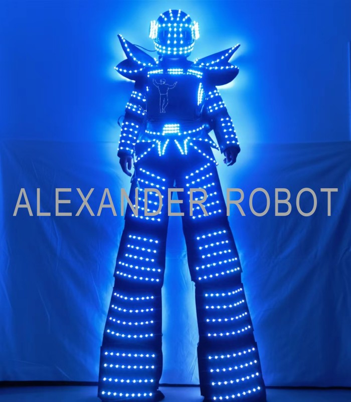 Full Color Smart Pixels LED Rainbow Robot Suit Costume Clothes Stilts Walker Costume Luminous Jacket Stage Dance Performance