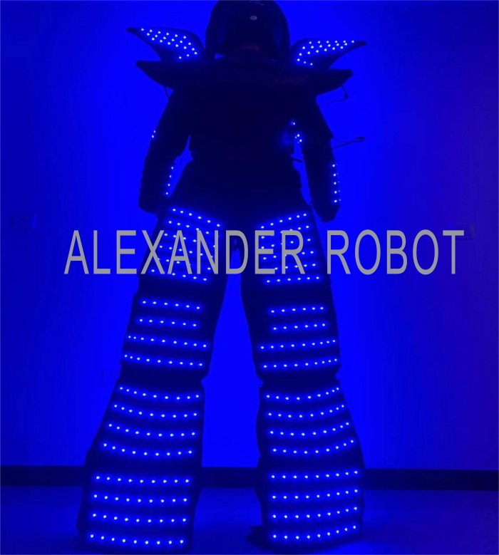 Full Color Pixel Stilts Walker LED Suit LED Robot Costume Clothes Helmet Laser Gloves CO2 Gun Jet Machine‘s Alexander robot’