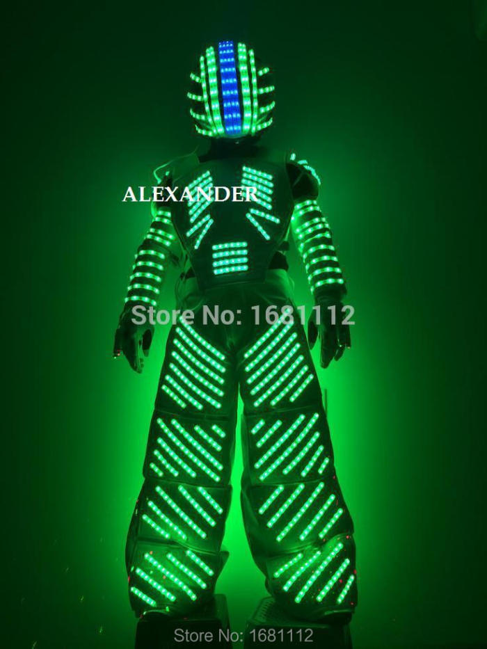 LED Costume  Clothing/ LED Robot  Light  Suits/ / Custom White  Golden Color