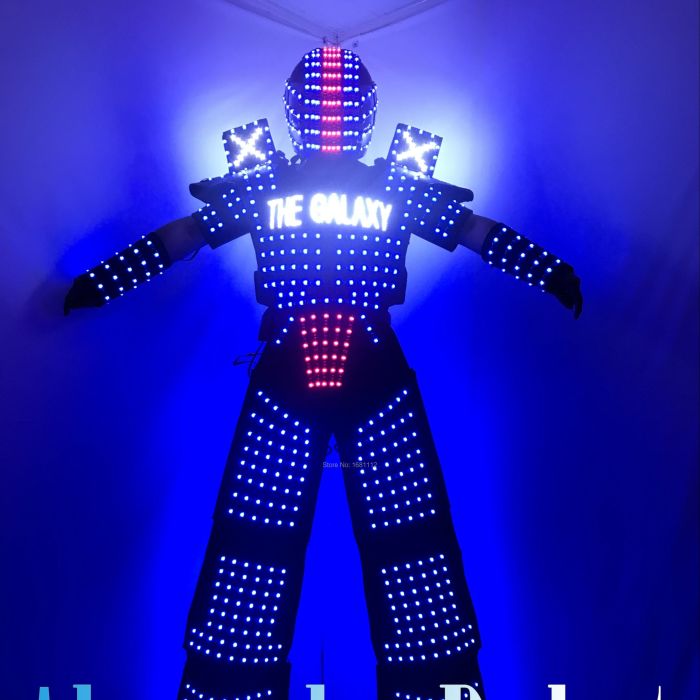 LED Robot  Costume  Clothes Stilts Walker LED Suit  Include  Laser Gloves INCIUDE SHIPPING