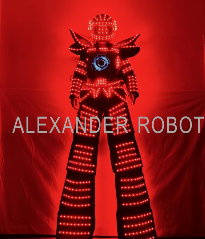 Full Color Smart Pixels LED Rainbow Robot Suit Costume Clothes Stilts Walker Costume Luminous Jacket Stage Dance Performance