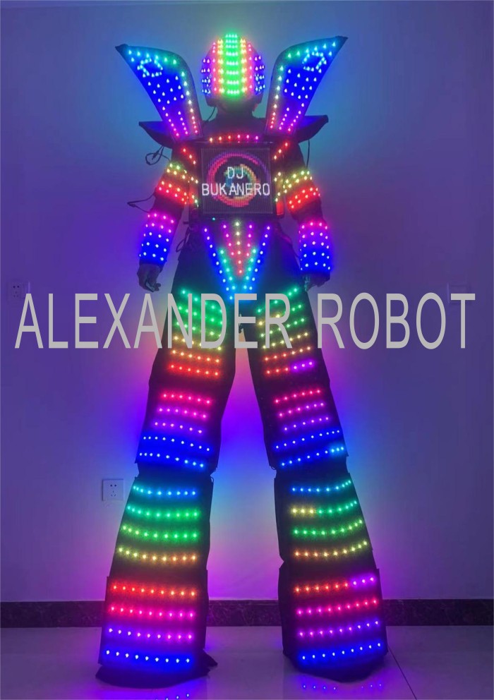 Full Color Smart Pixels LED Robot Suit Costume Clothes Stilts Walker Costume LED Lights Luminous Jacket Stage Dance Performance Alexander robot