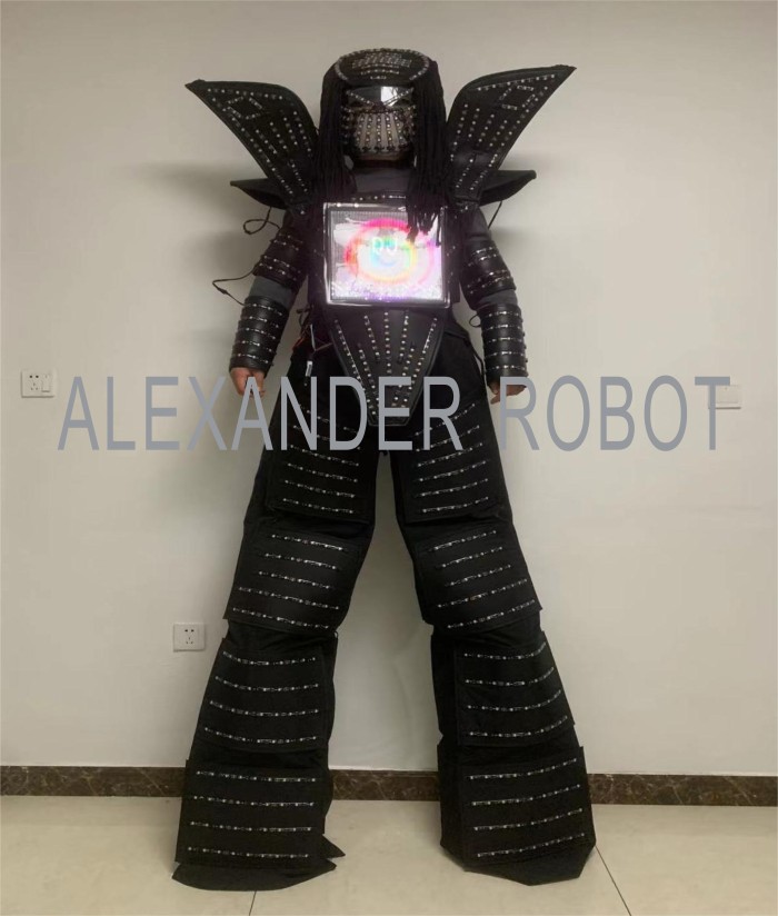 Full Color Pixel Stilts Walker LED Suit LED Robot Costume Clothes Helmet Laser Gloves CO2 Gun Jet Machine‘s Alexander robot’