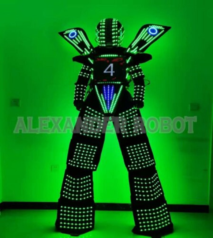 Big Shoulders Tall Giant LED Robot Suit Costume Clothes Stilts Walker Costume LED Lights Luminous Jacket Stage Dance Performance