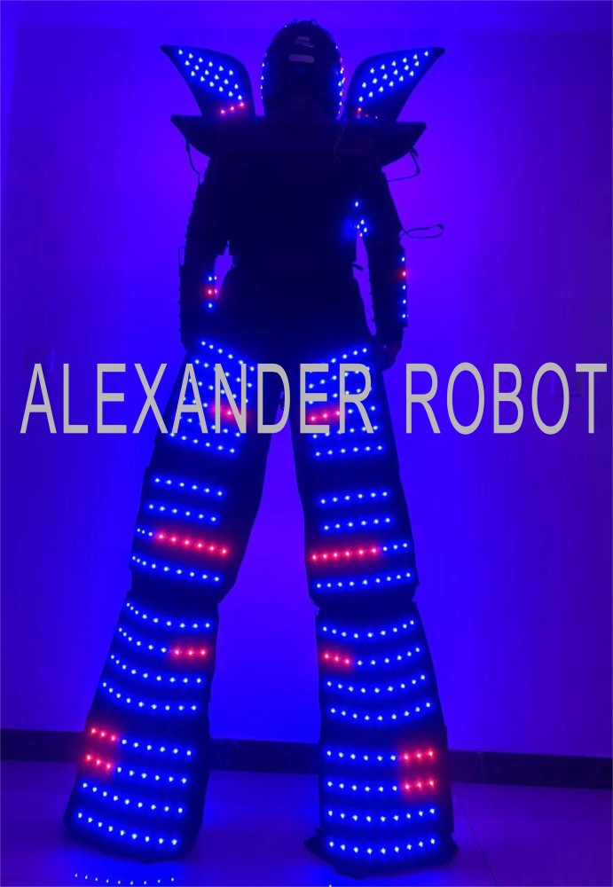Full Color Smart Pixels LED Robot Suit Costume Clothes Stilts Walker Costume LED Lights Luminous Jacket Stage Dance Performance Alexander robot