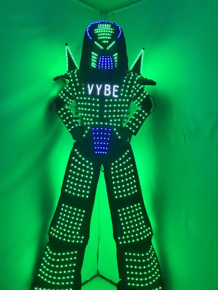 Traje LED Robot Costume led Clothes Stilts Walker Costume LED Suit Costume Helmet Laser Gloves/ ALEXANDER  Robot