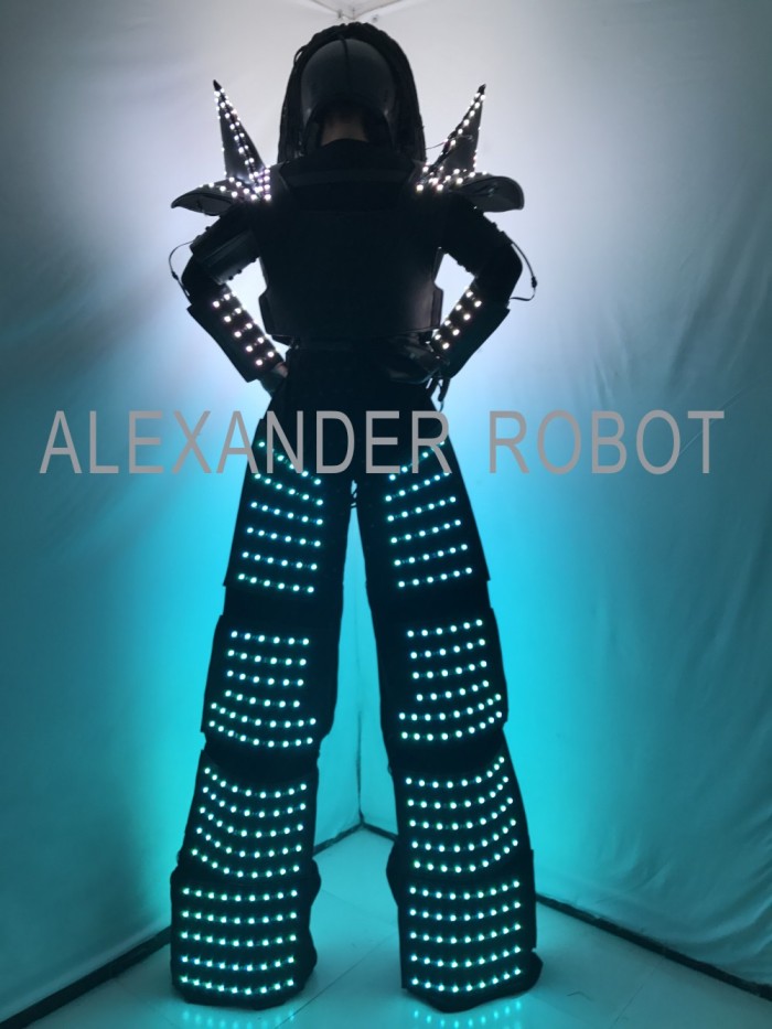 Traje LED Robot Costume led Clothes Stilts Walker Costume LED Suit Costume Helmet Laser Gloves/ ALEXANDER  Robot