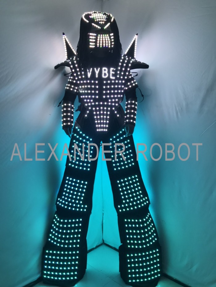 Traje LED Robot Costume led Clothes Stilts Walker Costume LED Suit Costume Helmet Laser Gloves/ ALEXANDER  Robot