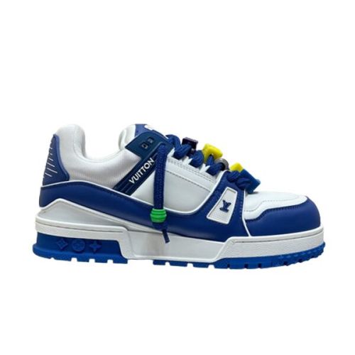 LOUIS VUITTON TRAINER MAXI LOW-TOP SNEAKERS IN WHITE AND BLUE – LVS117