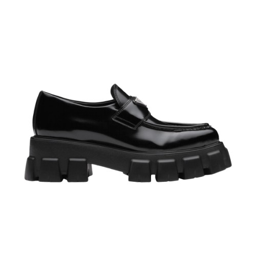 PRADA MONOLITH BRUSHED LEATHER LOAFERS – PRS034