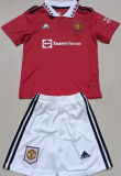 2022/23 Man United Home Red Kids Soccer Jersey