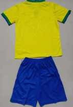 2022/23 Brazil Home Yellow Kids  Soccer Jersey