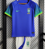 2022/23 Brazil Away Blue Kids Soccer Jersey